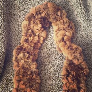 Super soft golden brown faux fur scarf